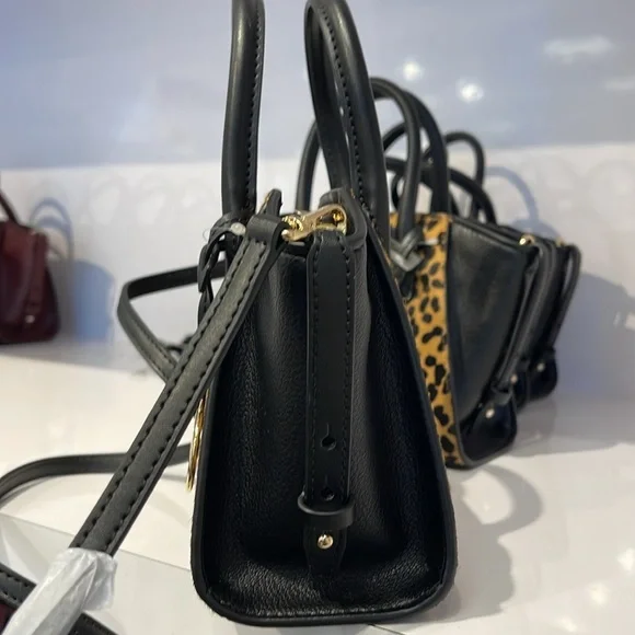 Avril Extra-Small Cheetah Print Calf Hair and Leather Satchel BLACK COMBJO - Picture 14 of 16